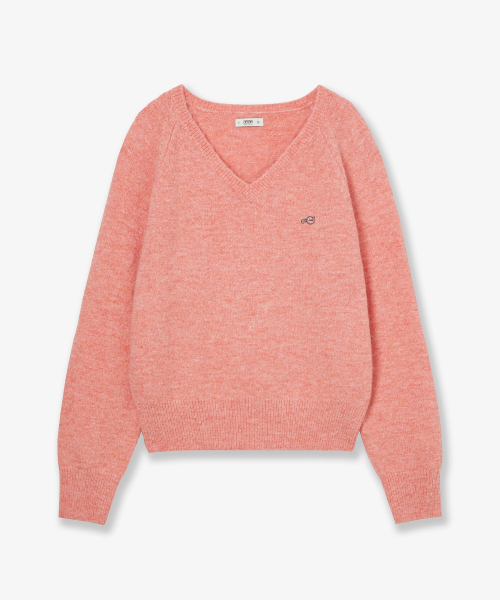 SYMBOL V NECK KNIT [PINK]