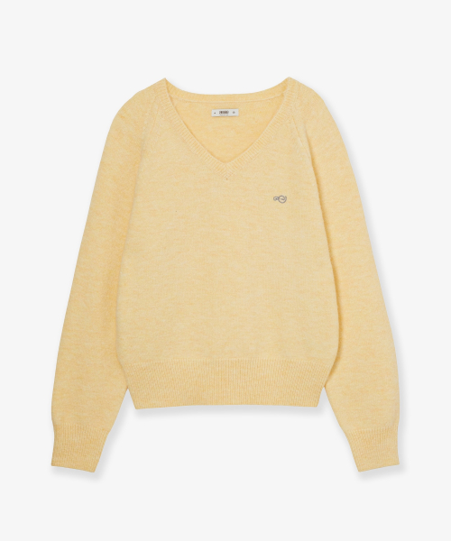 SYMBOL V NECK KNIT [YELLOW]
