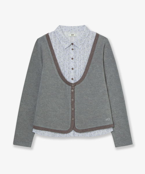 SHIRTS LAYERED CARDIGAN [GREY]