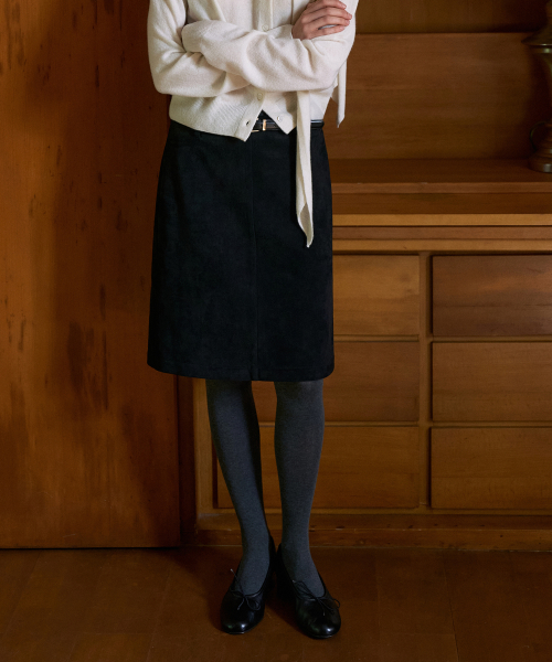 Nonfade Suede Midi Skirt[LMBFAUSK419]-Black