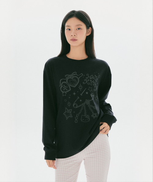 Hello Kitty Long Sleeve T-Shirt (Black)_SPLAG49U03