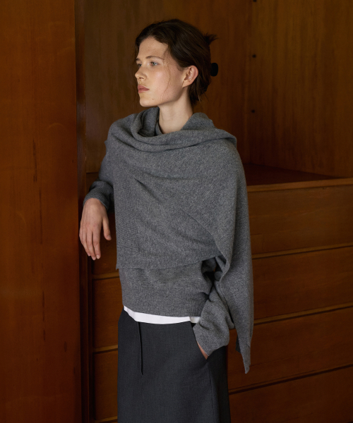 Unbalance Knit Muffler[LMBFAUAC916]-Deep Gray
