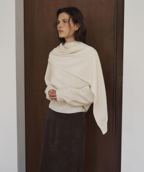 Unbalance Knit Muffler[LMBFAUAC916]-Cream