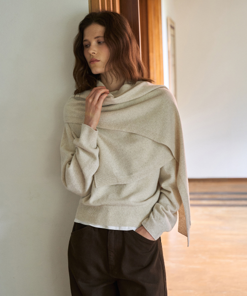 Unbalance Knit Muffler[LMBFAUAC916]-Oatmeal