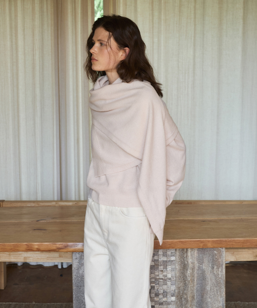 Unbalance Knit Muffler[LMBFAUAC916]-Soft Pink