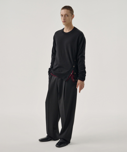 OBLIQUE SIDE KNIT (BLACK)