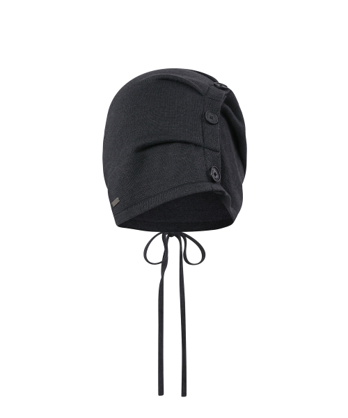 Cowl shirring string beanie CHARCOAL