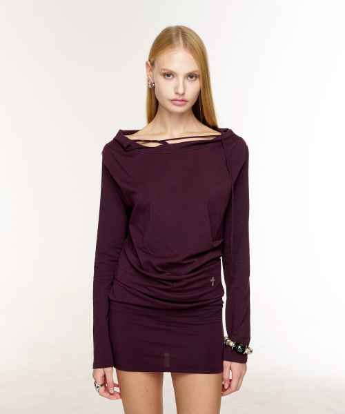 SLIT T DRESS (PLUM)