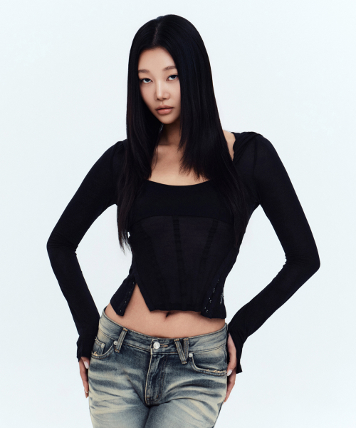 ALIX CORSET HOODIE TOP (BLACK)