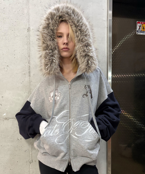 VARSITY ZIP HOODIE (GREY)