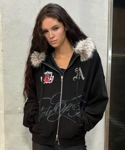 VARSITY ZIP HOODIE (BLACK)