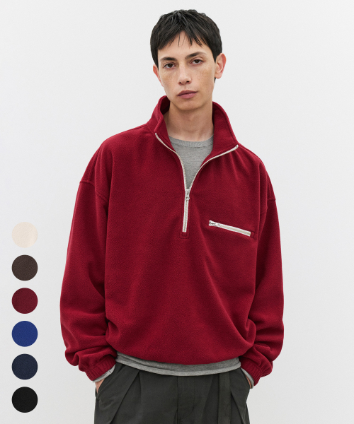 Pinter Cropped Fleece Half Zip Up - 6COLOR