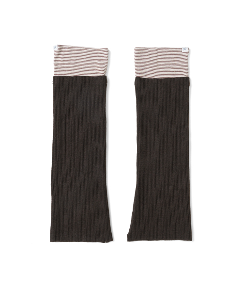 TCM stripe layered leg warmer (brown)