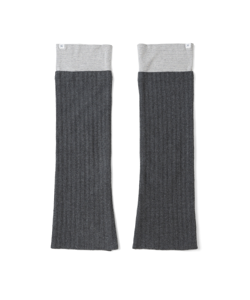 TCM stripe layered leg warmer (charcoal)