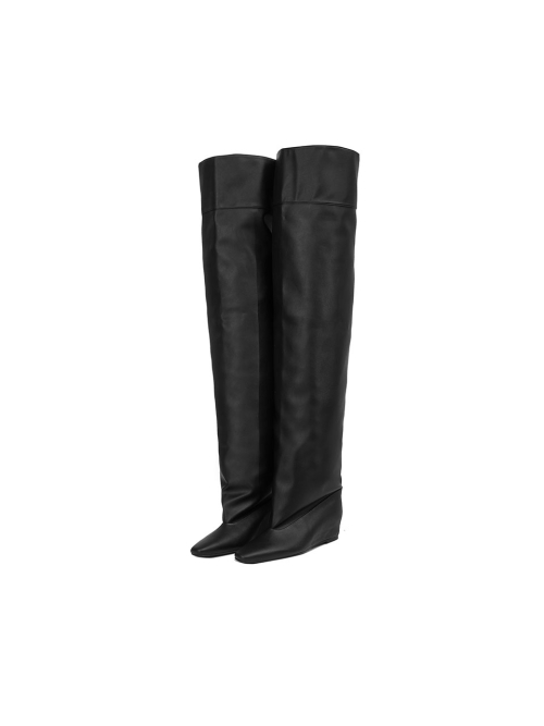 CUFF HIGH BOOTS [BLACK]