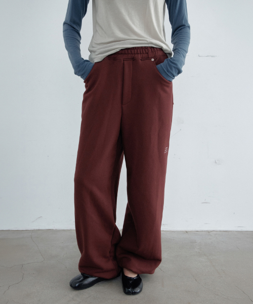 Mellow Cotton Waist Pants (Burgundy)