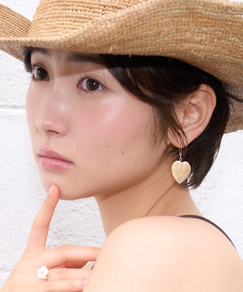 heart toast drop earring