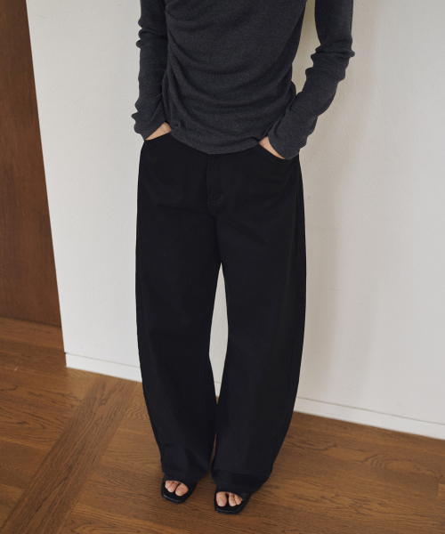 [Long]Curved Dying Denim[LMBFAUDN034]-Black