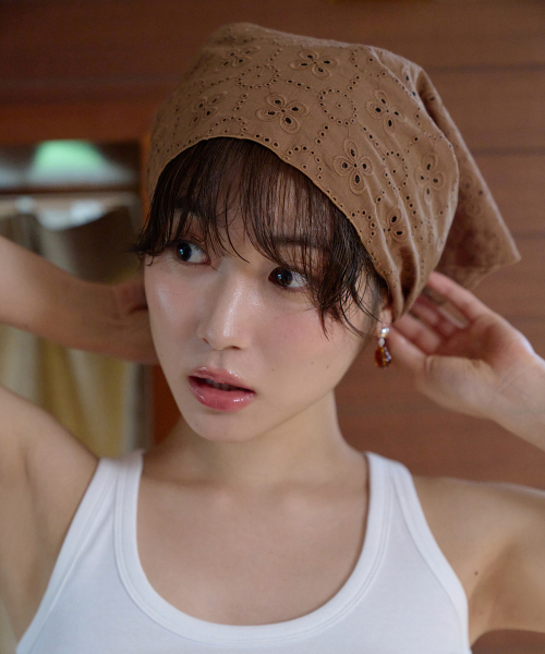brown lace bandana scarf