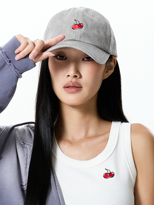SMALL CHERRY LOGO BALL CAP(GRAY)