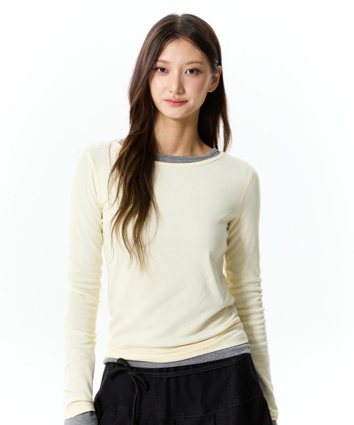 JELLY LONG SLEEVE T-SHIRT(LIGHT YELLOW)