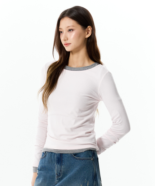 JELLY LONG SLEEVE T-SHIRT(LIGHT PINK)