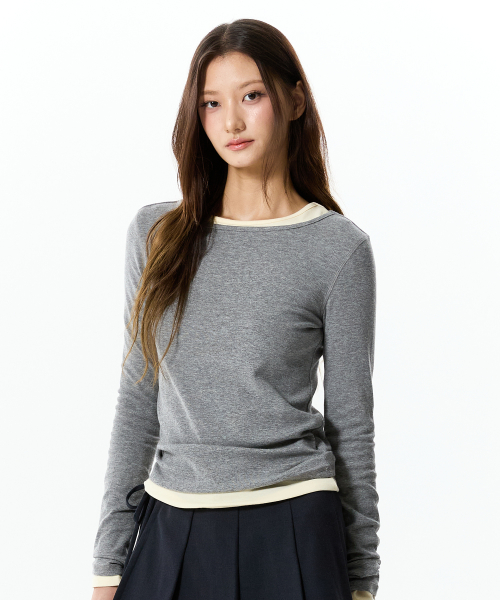 JELLY LONG SLEEVE T-SHIRT(MELANGE GRAY)