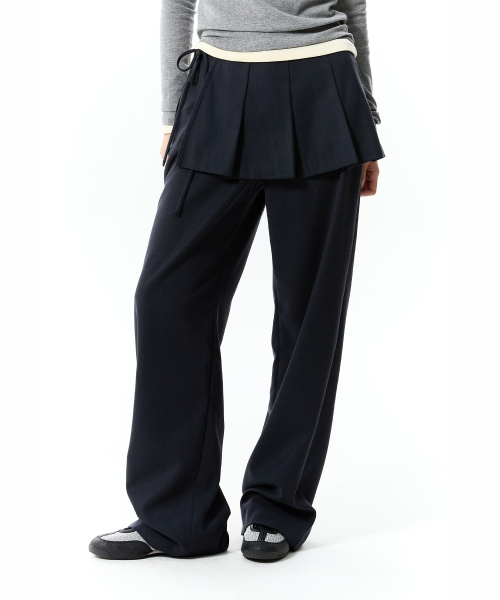 LAYERED SKIRT PANTS(DARK NAVY)