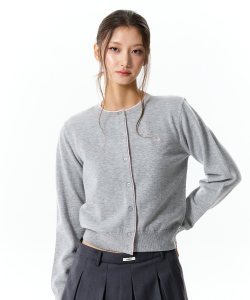 TWO-TONE STANDARD-FIT CARDIGAN(MELANGE GRAY)