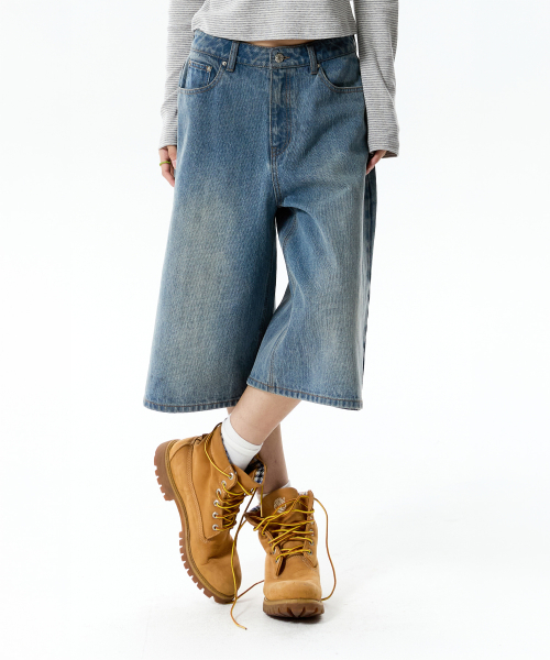 BERMUDA TWILL DENIM SHORTS(LIGHT BLUE)