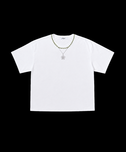 Flower Necklace Jewel Tee (Peridot)