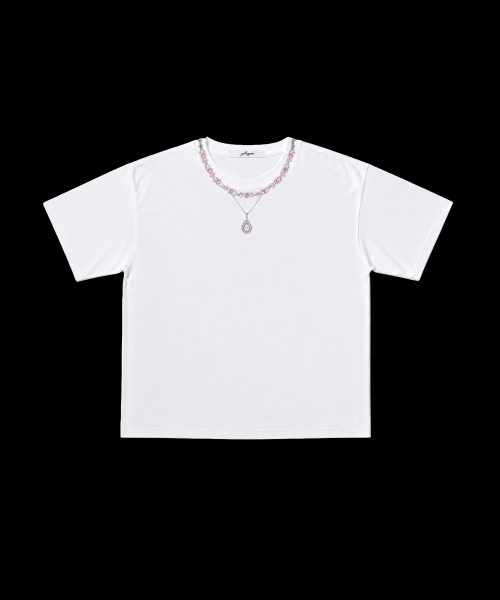 Teardrop Necklace Jewel Tee (Light rose)