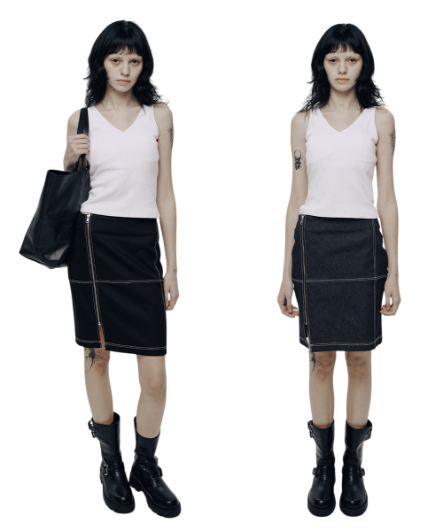 RAW DENIM SKIRT (2 Colors)