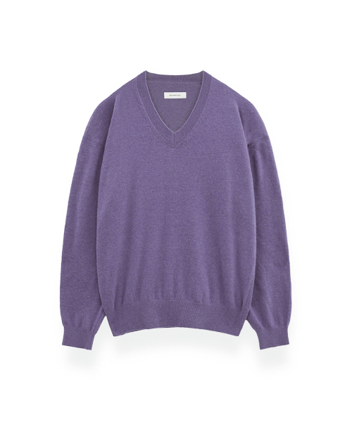 W Extra Super Fine V Neck Knit, Purple