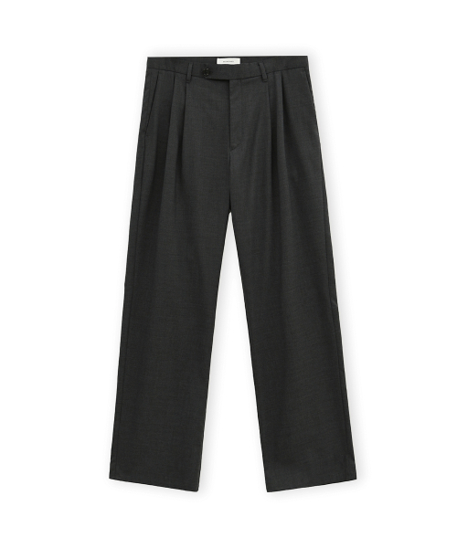 Wool Two Tuck Trouser, Charcoal