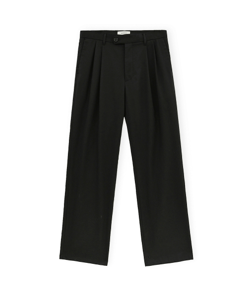 Wool Two Tuck Trouser, Black