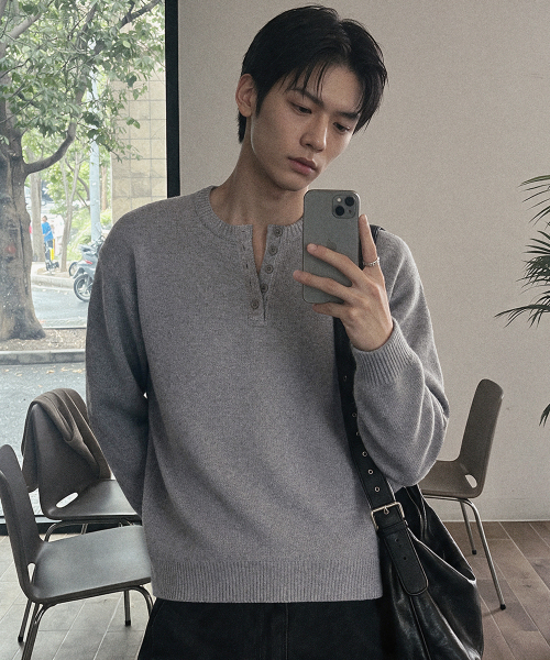 에센셜 크롭헨리넥니트 (5color)