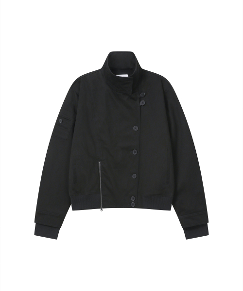 Asymmetric bomber jacket BLACK