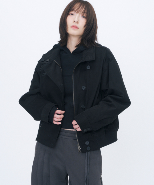 Asymmetric bomber jacket BLACK