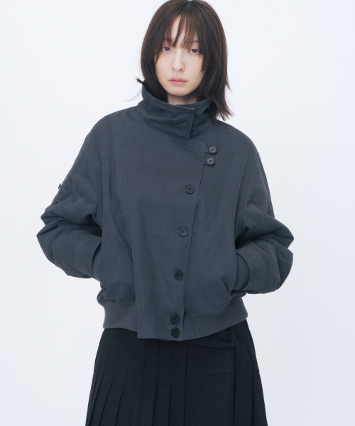 Asymmetric bomber jacket CHARCOAL
