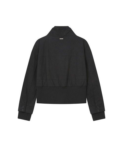 Cowl high neck pocket jacket BLACK