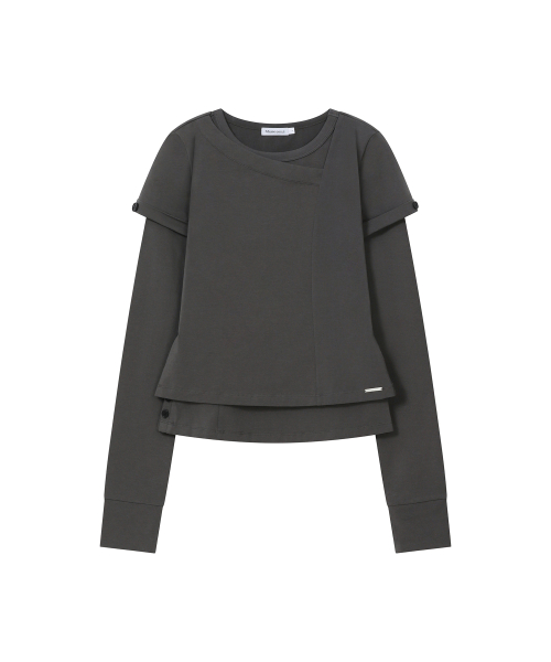 Contrast layered long sleeve SET CHARCOAL