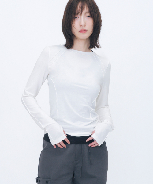 Reverse overlock long sleeve WHITE