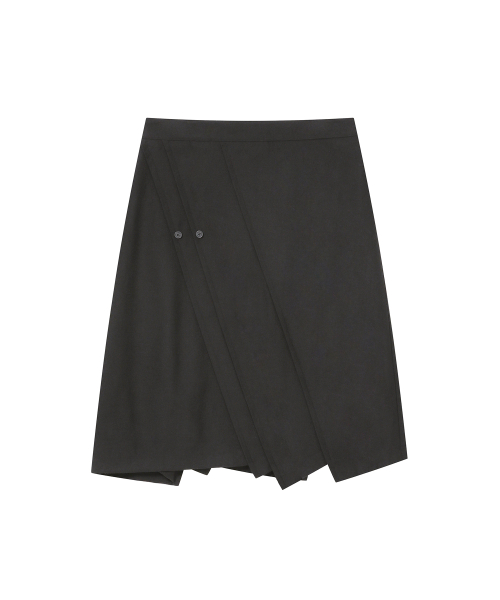 Diagonal pleats midi skirt CHARCOAL