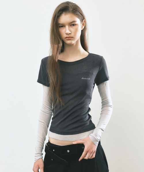 CONTRAST LAYERED TOP_CHARCOAL