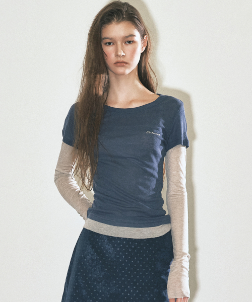 CONTRAST LAYERED TOP_NAVY