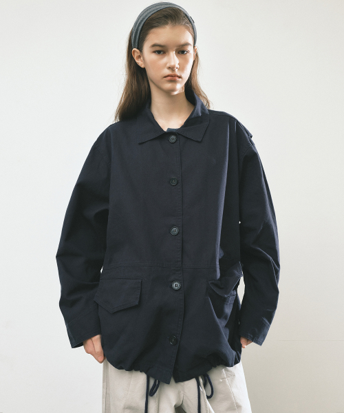 WASHED COTTON WORK JACKET_NAVY