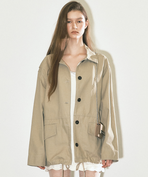 WASHED COTTON WORK JACKET_BEIGE