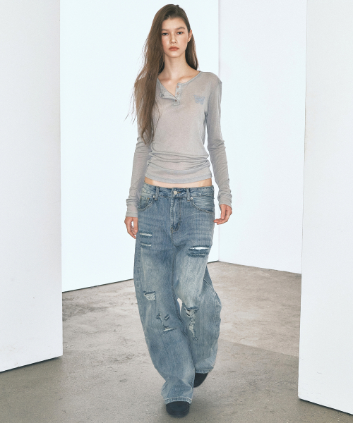 VINTAGE DISTRESSED DENIM PANTS_BLUE