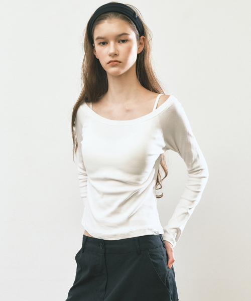 OFF SHOULDER LONG SLEEVE TOP_IVORY